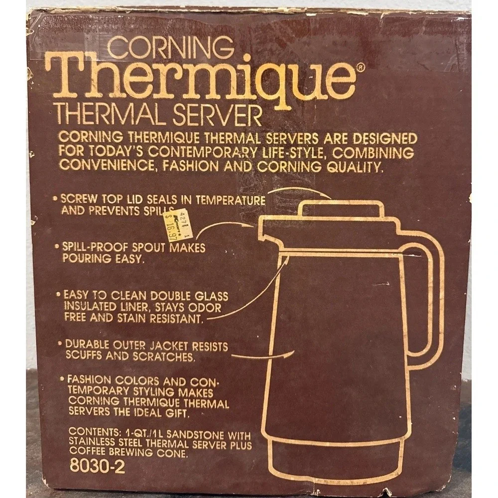 Corning Thermique 1 Qt Thermal Server Coffee Carafe Cone Vintage 8030-2